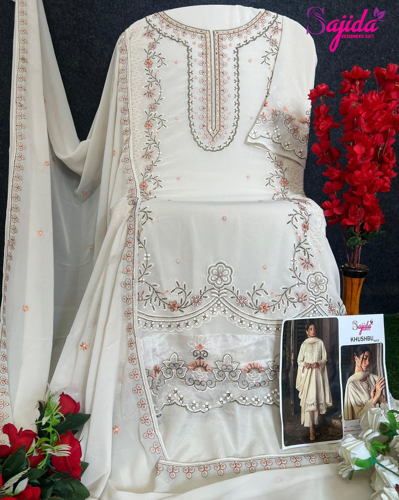 Sajida Designer SD 1040 Khushbu Georgette Heavy Embroidered With Khatli Work Pakistani Suits