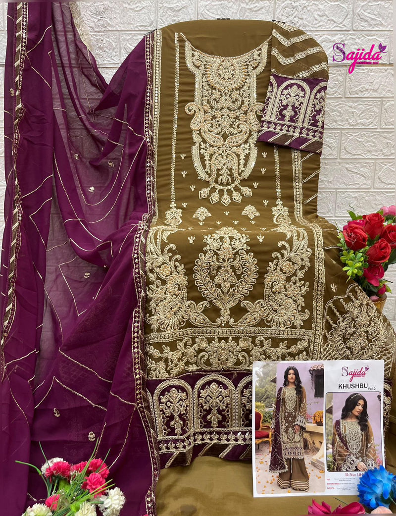Sajida Designer SD 1045 Khushbu Georgette Heavy Embroidered With Khatli Work Pakistani Suits