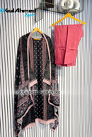 Gul Ahmed Maslin 001 A Viscos Maslin Self Printed With Lace Miror Work Pakistani Pret