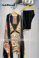 Gul Ahmed Maslin 001 B Viscos Maslin Self Printed With Lace Miror Work Pakistani Pret