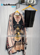 Gul Ahmed Maslin 001 D Viscos Maslin Self Printed With Lace Miror Work Pakistani Pret