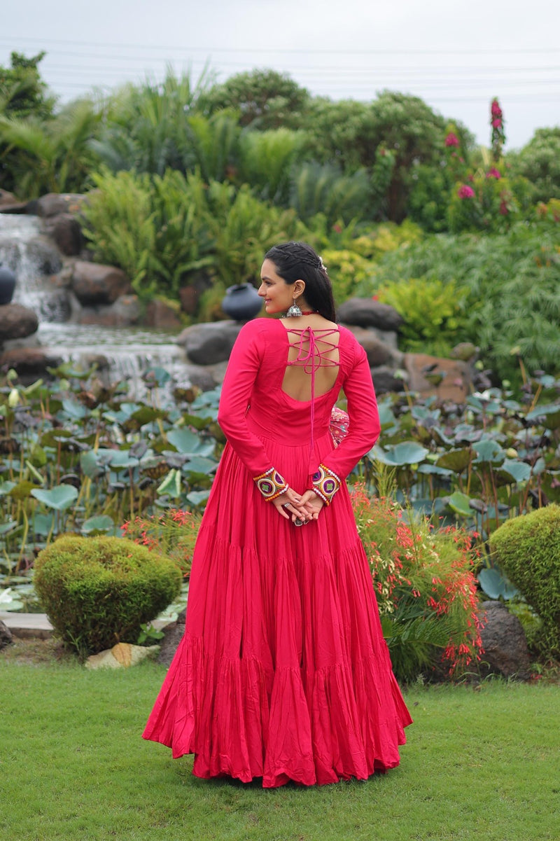LW 9257 B Pink Colord Attractive Navratri Special Gown