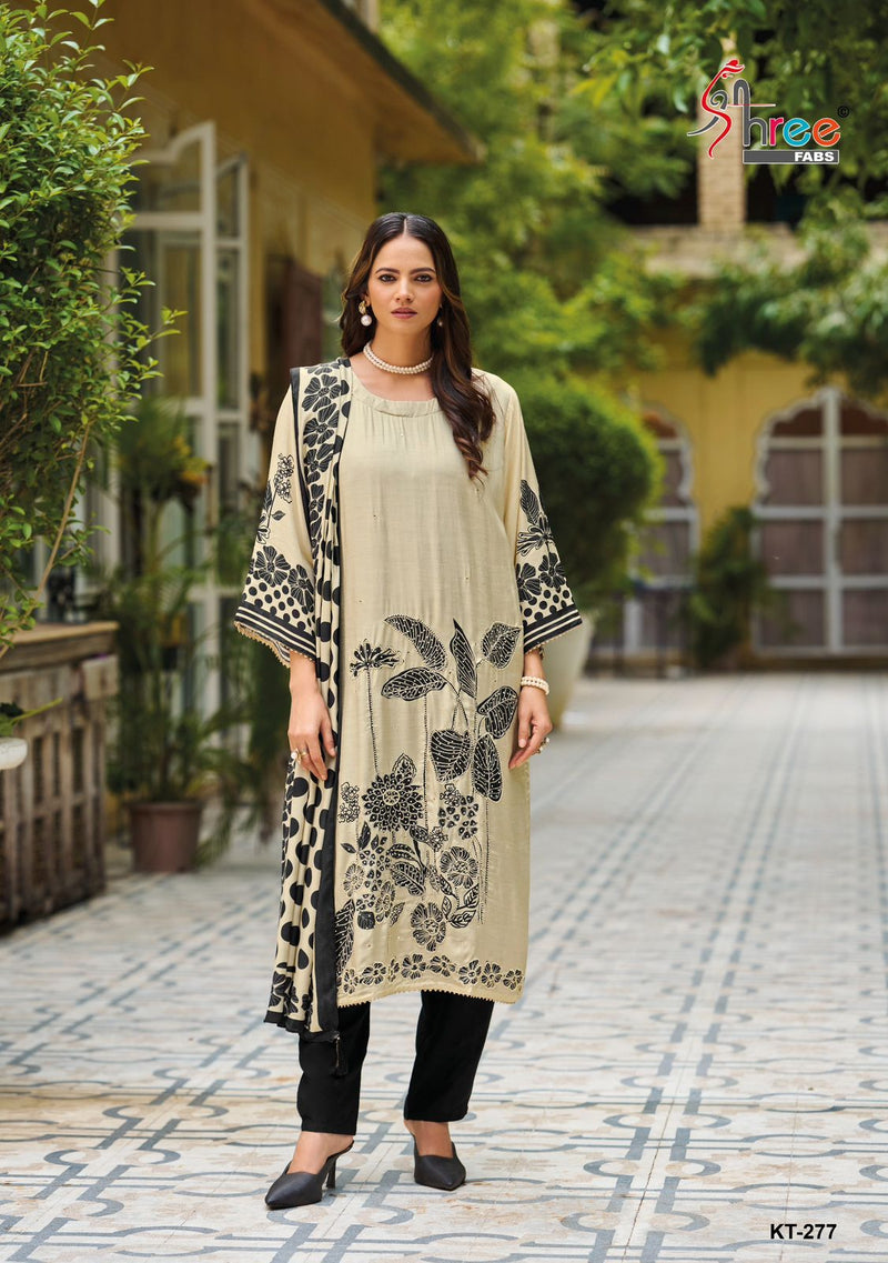 Shree Fab KT 277 Pure Viscous Maslin Digital Print And Hand Work Suits