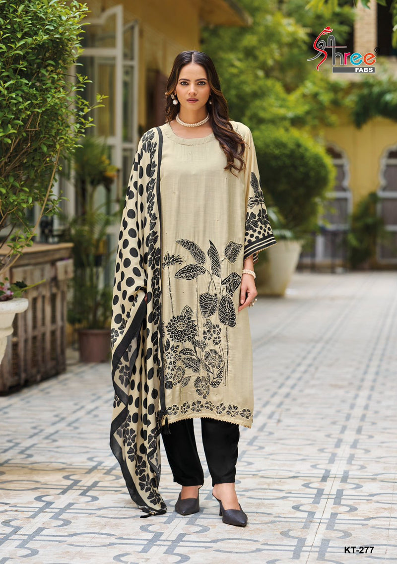 Shree Fab KT 277 Pure Viscous Maslin Digital Print And Hand Work Suits