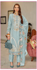 Fepic Rosemeen C 1985 B Organza Embroidered With Hand Work Suits