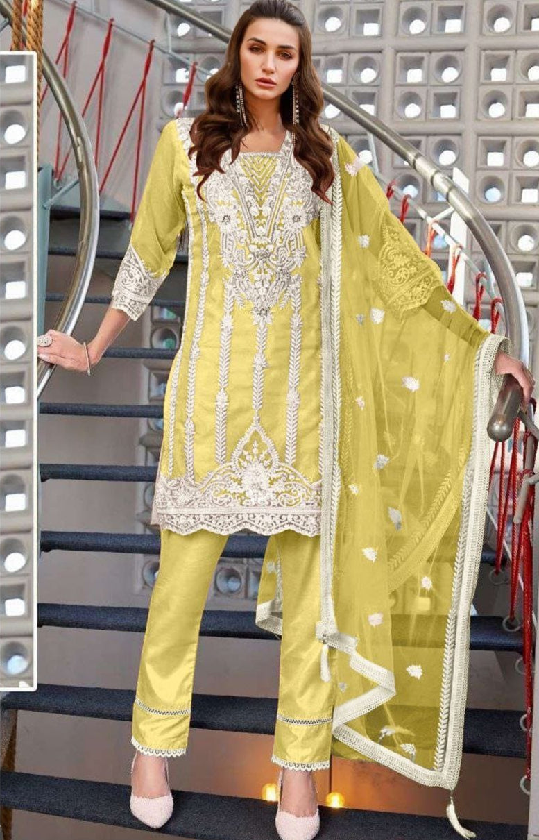 Noor Jahan NJ 39 Organza Fabric With Heavy Embroidery And Handwork Pakistani Suits