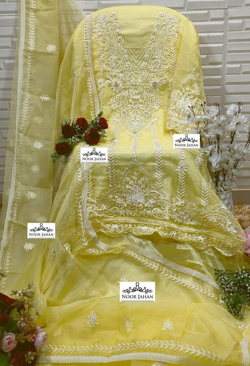 Noor Jahan NJ 39 Organza Fabric With Heavy Embroidery And Handwork Pakistani Suits