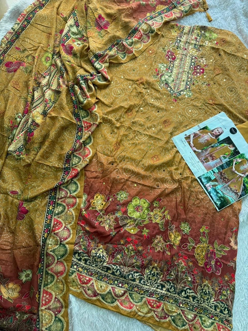 Mehboob Tex 1691 D Pure Viscose Maslin Digital Print With Aari Handwork Pakistani Suits