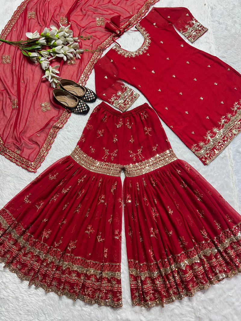 NF 1228 Heavy Faux Georgette Sequence Embroidery Work Designer Party Wear Suits