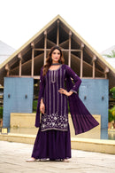 LM 04 Georgette Sequence Embroidery N Beads Work Sharara