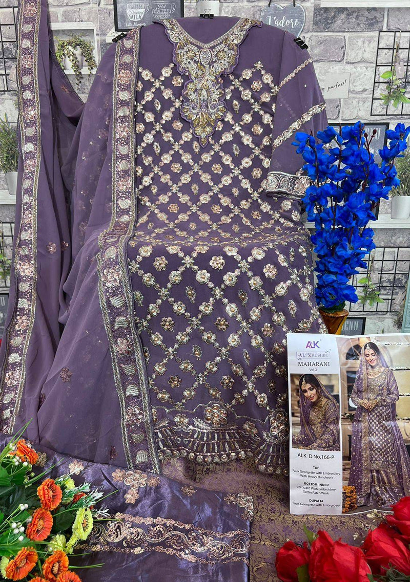 Al Khushbu Alk 166 P Faux Georgette Embroidered With Heavy Handwork Suits