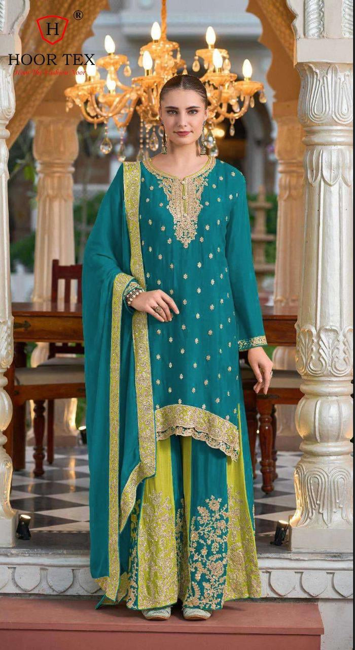 Hoor Tex HF 127 B Heavy Chinon With Emboridery Work Pakistani Suits