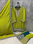 Hoor Tex HF 127 C Heavy Chinon With Emboridery Work Pakistani Suits