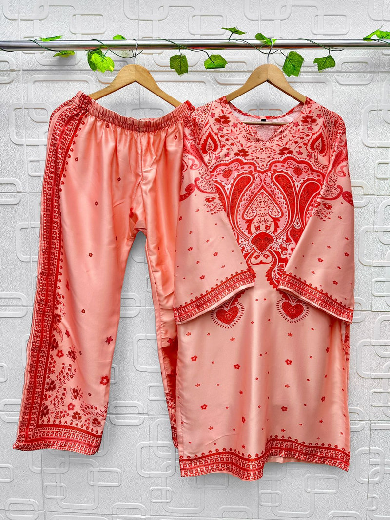 Aasha Designer 10001 Modal Sattin Print Cord Set