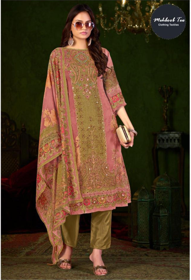 Mehboob Tex 1679 E Pure Viscose Maslin Digital Print With Aari Handwork Pakistani Suits