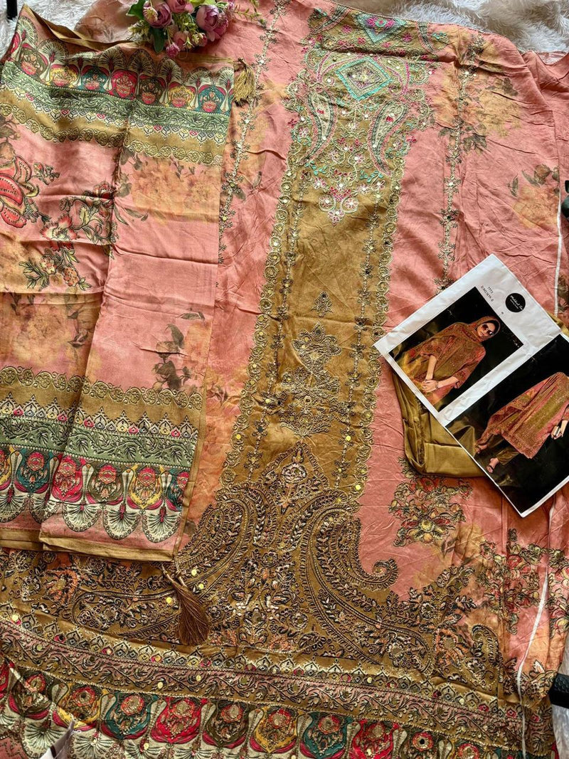 Mehboob Tex 1679 E Pure Viscose Maslin Digital Print With Aari Handwork Pakistani Suits