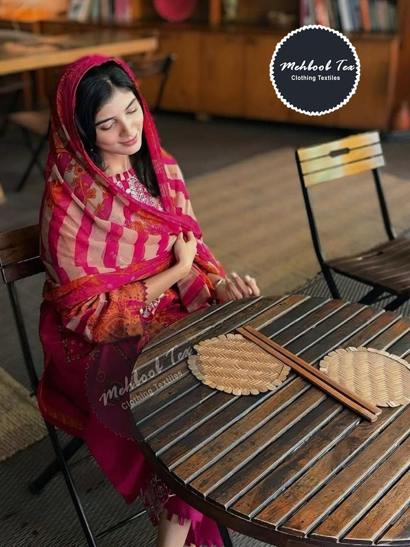 Mehboob Tex 1677 Pure Cotton Print With Self Embroidery Work Pakistani Suits