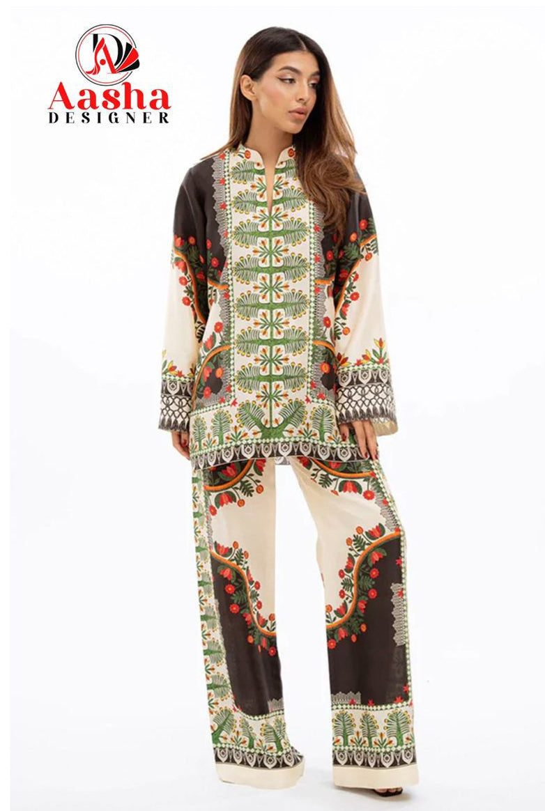 Aasha Designer 10020 Modal Sattin Print Cord Set