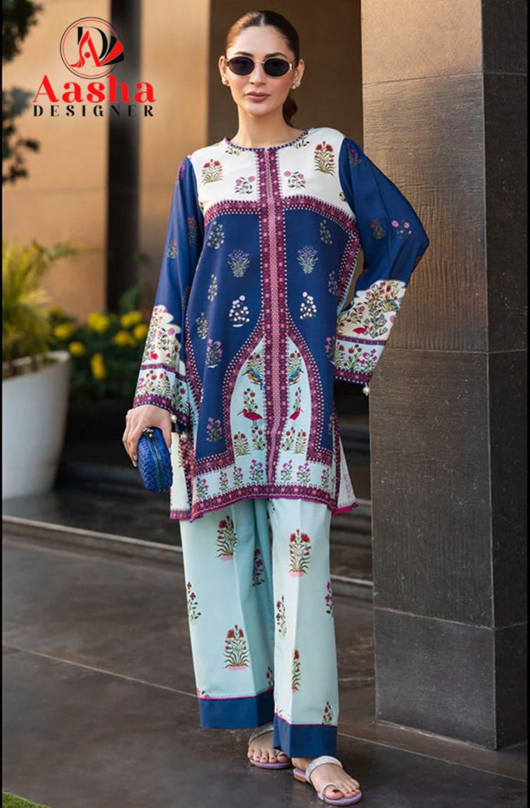 Aasha Designer 10022 Modal Sattin Print Cord Set