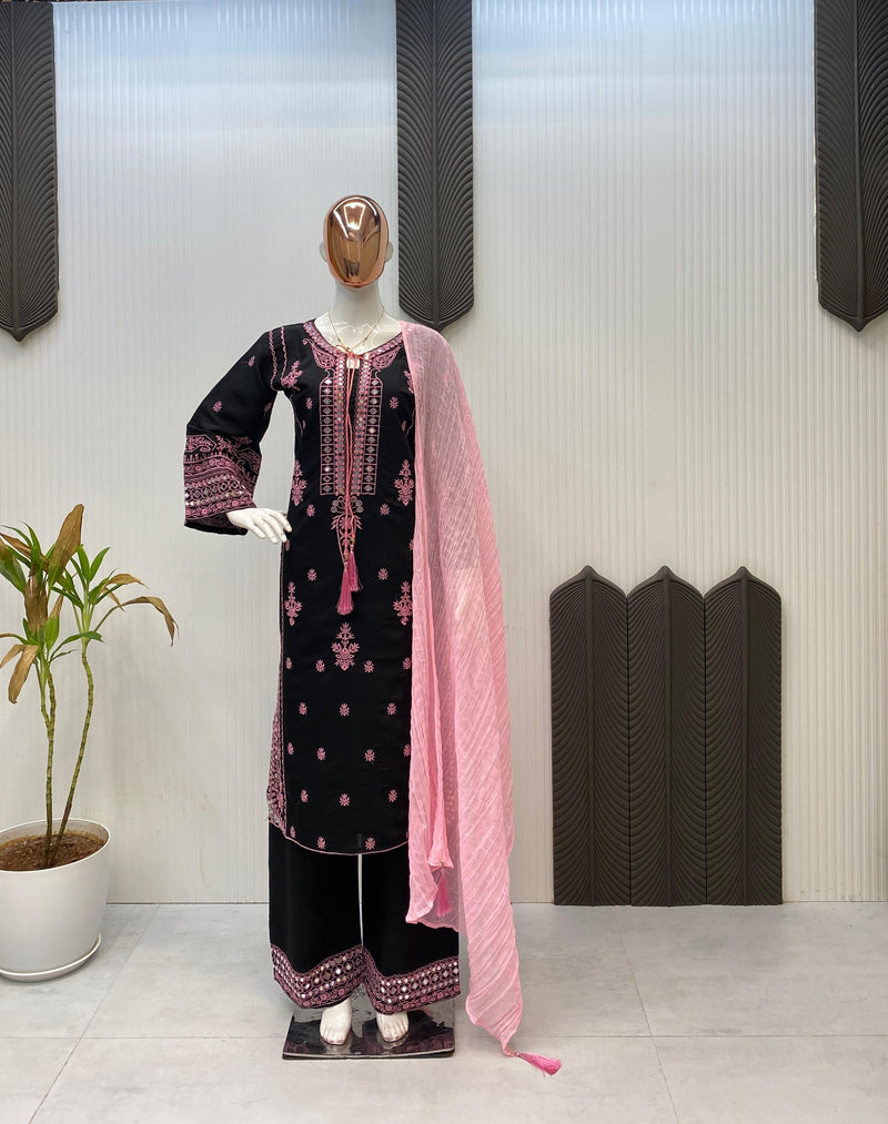 LG 1993 Designer Embroidered With Real Mirror Worked Roman Silk Suits