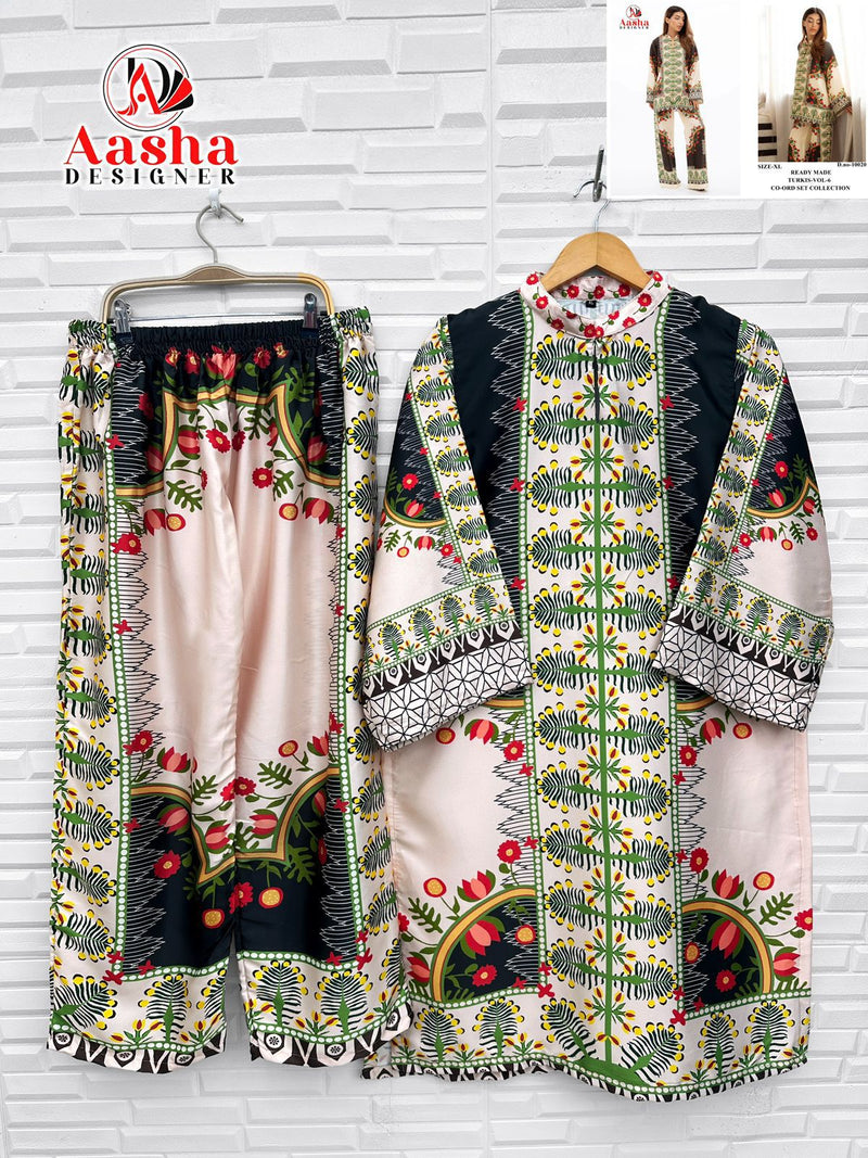 Aasha Designer 10020 Modal Sattin Print Cord Set