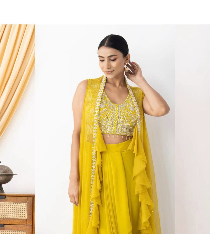 BE 332 Three Piece Hand Work Western Outfit For Trendy Wedding Season