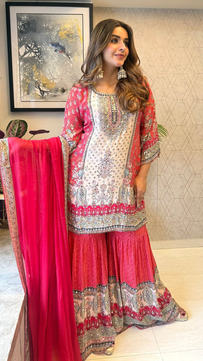 BE 387 Designer Wear Exclusive Real Mirror Work Sarara Suit