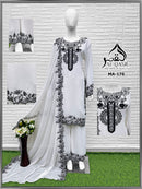 Al Qasr MA 176 C Fox Georgette Embroidery Cut Work N Full Hand Khatliwork Pakistani Suits