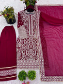 SRK 5297 Pink Chain Stitch Embroidery Sequence Work Designer Party Wear Look Suits