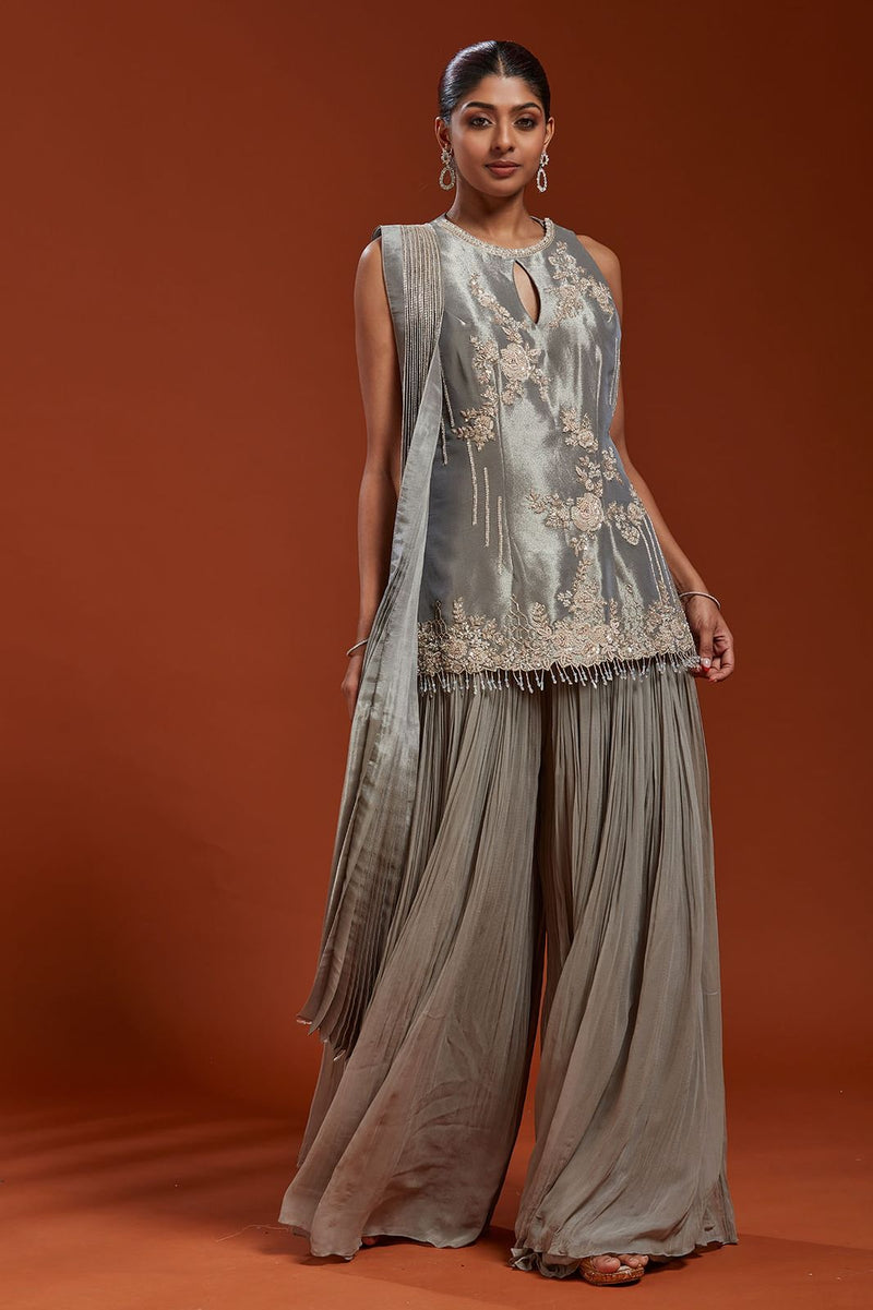 HK 1724 Designer Pure Natural Crepe Silk Embroidery Worked Traditional Suits