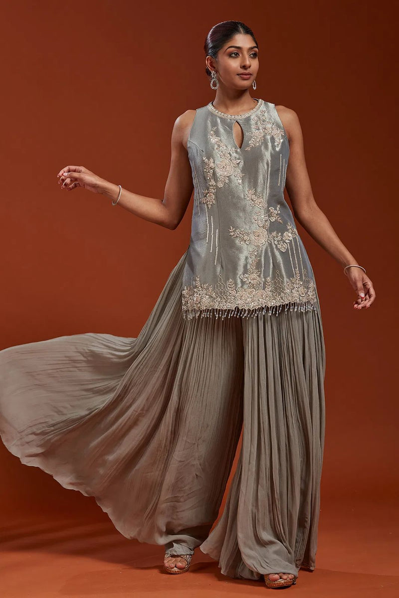 HK 1724 Designer Pure Natural Crepe Silk Embroidery Worked Traditional Suits