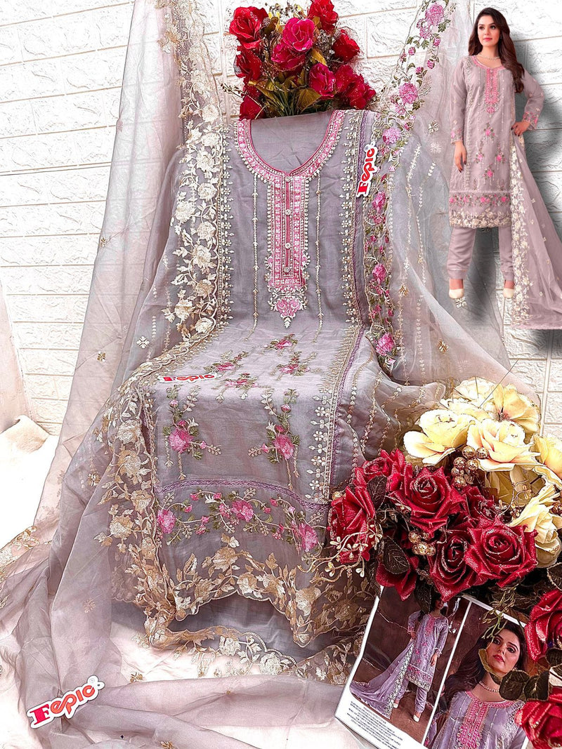 Fepic Rosemeen C 1623 Organza Embroidered Worked Pakistani Suits