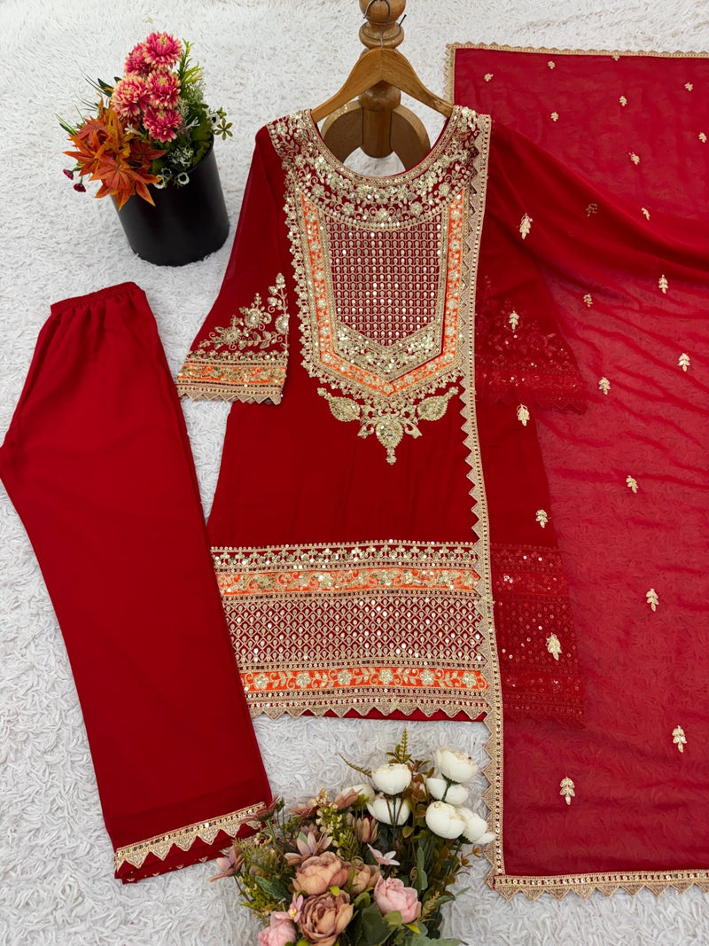 SR 1685 Designer Heavy Faux Georgette With Full Heavy Embroidery Sequence Work Traditional Suits