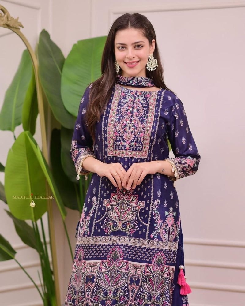 SD 7046 Designer Wear Digital Print Hand Work With Fancy Latkan Traditional Suits
