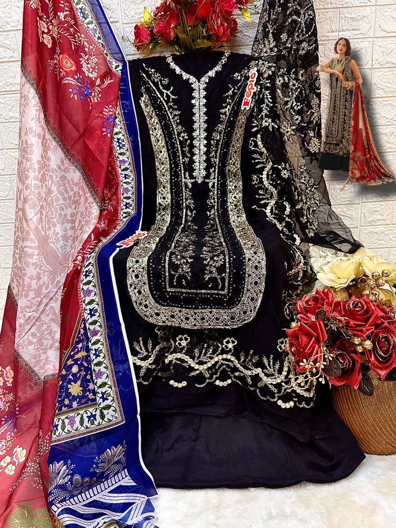 Fepic Rosemeen C 1610 B Organza Embroidered Worked Pakistani Suits