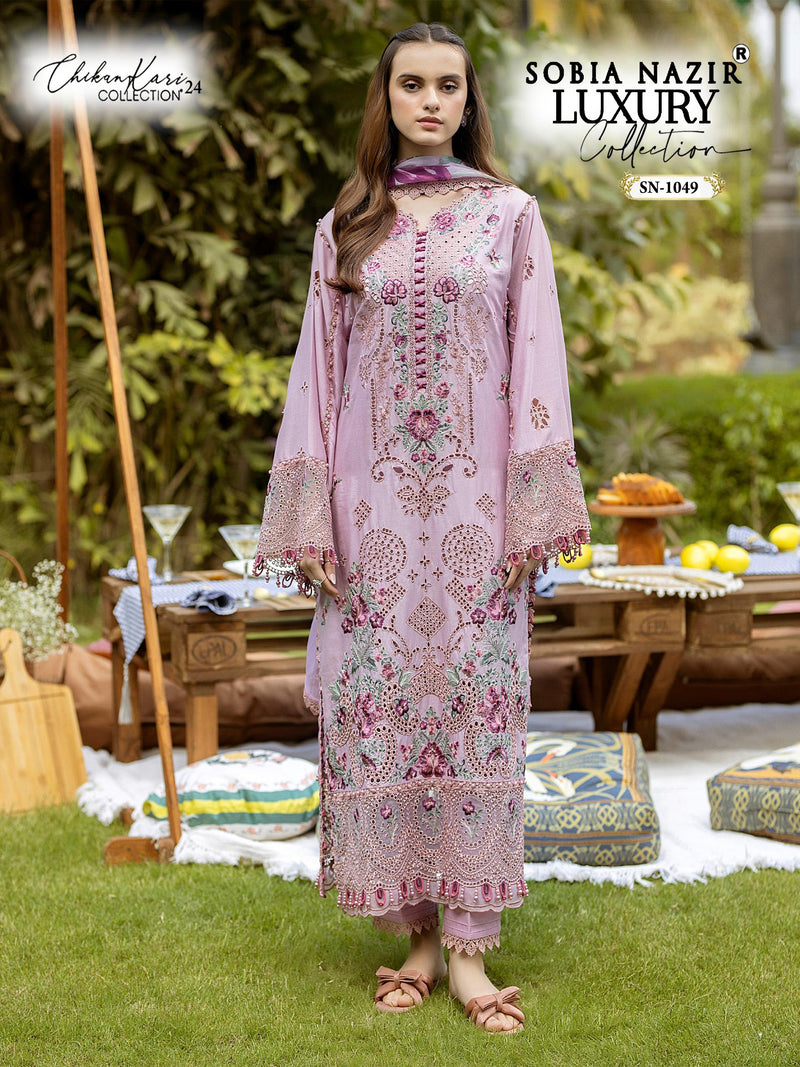 Sobia Nazir Sn 1049 Lawn Embroidered Chikankari Work With Pearl Work Suits