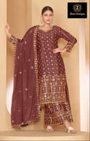 Ziaaz Designs Code 441 Chinon Very Heavy Embroidery Sequins Work Suits