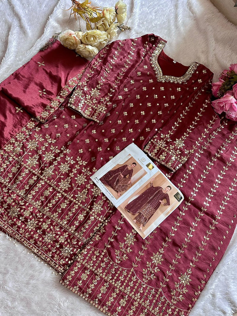 Ziaaz Designs Code 441 Chinon Very Heavy Embroidery Sequins Work Suits