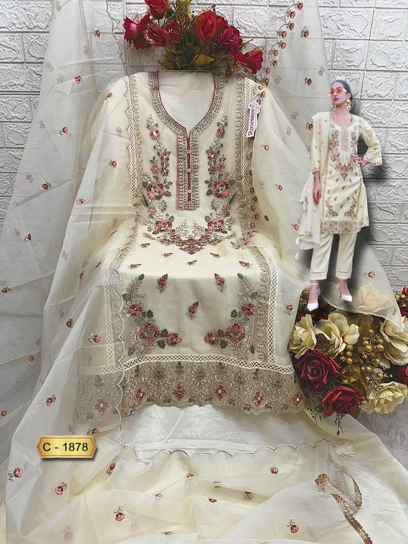 Fepic Rosemeen C 1878 Organza Embroidered Worked Pakistani Suits