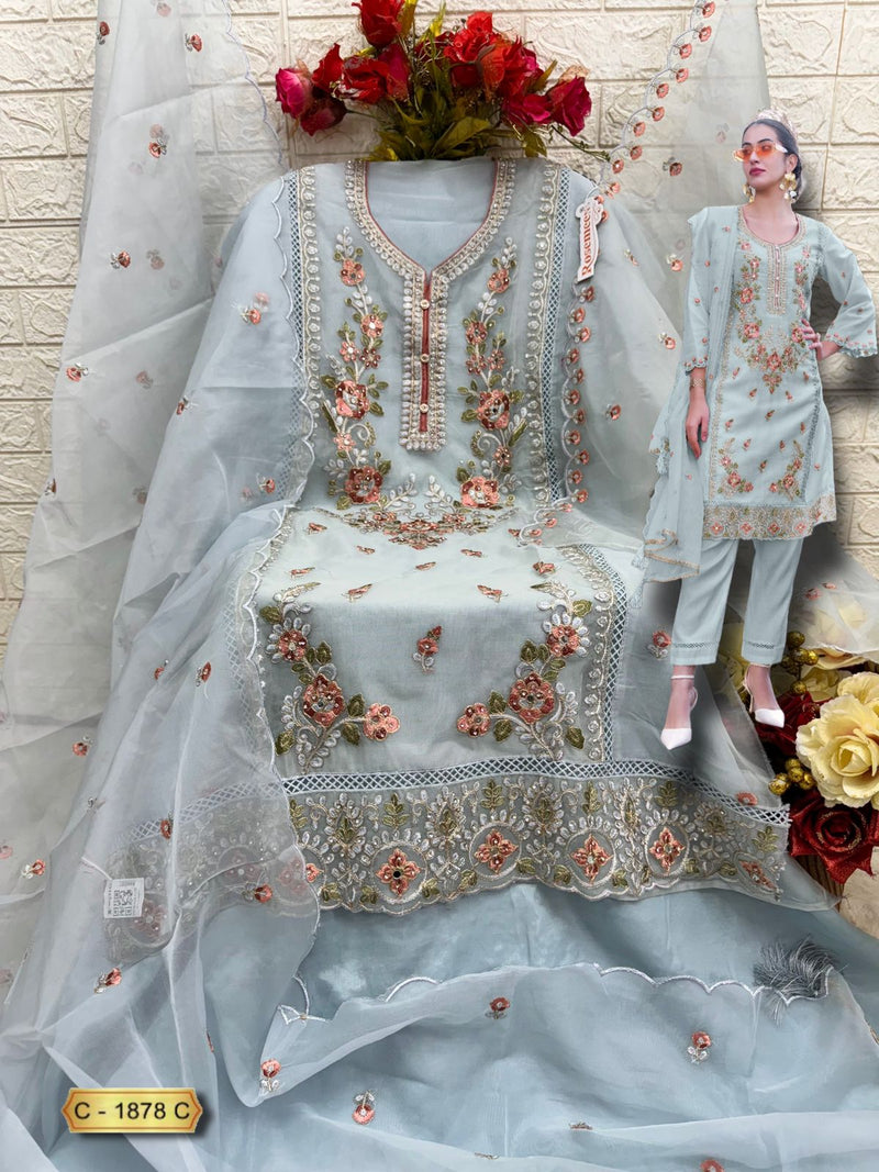 Fepic Rosemeen C 1878 C Organza Embroidered Worked Pakistani Suits