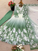 ZF 431 Elegant Digital Print Work Designer Anarkali Three Piece Set