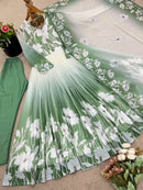 ZF 431 Elegant Digital Print Work Designer Anarkali Three Piece Set