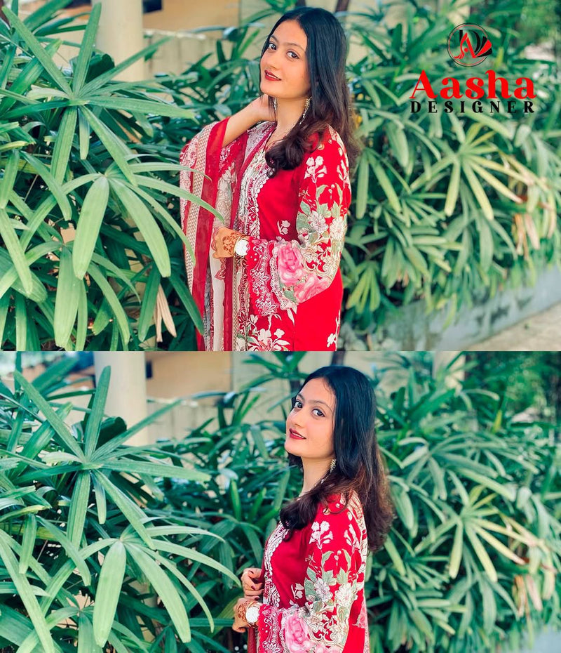 Aasha Designer 1173 Pure Cotton Print With Heavy Embroidery With Patches Work Pakistani Suits