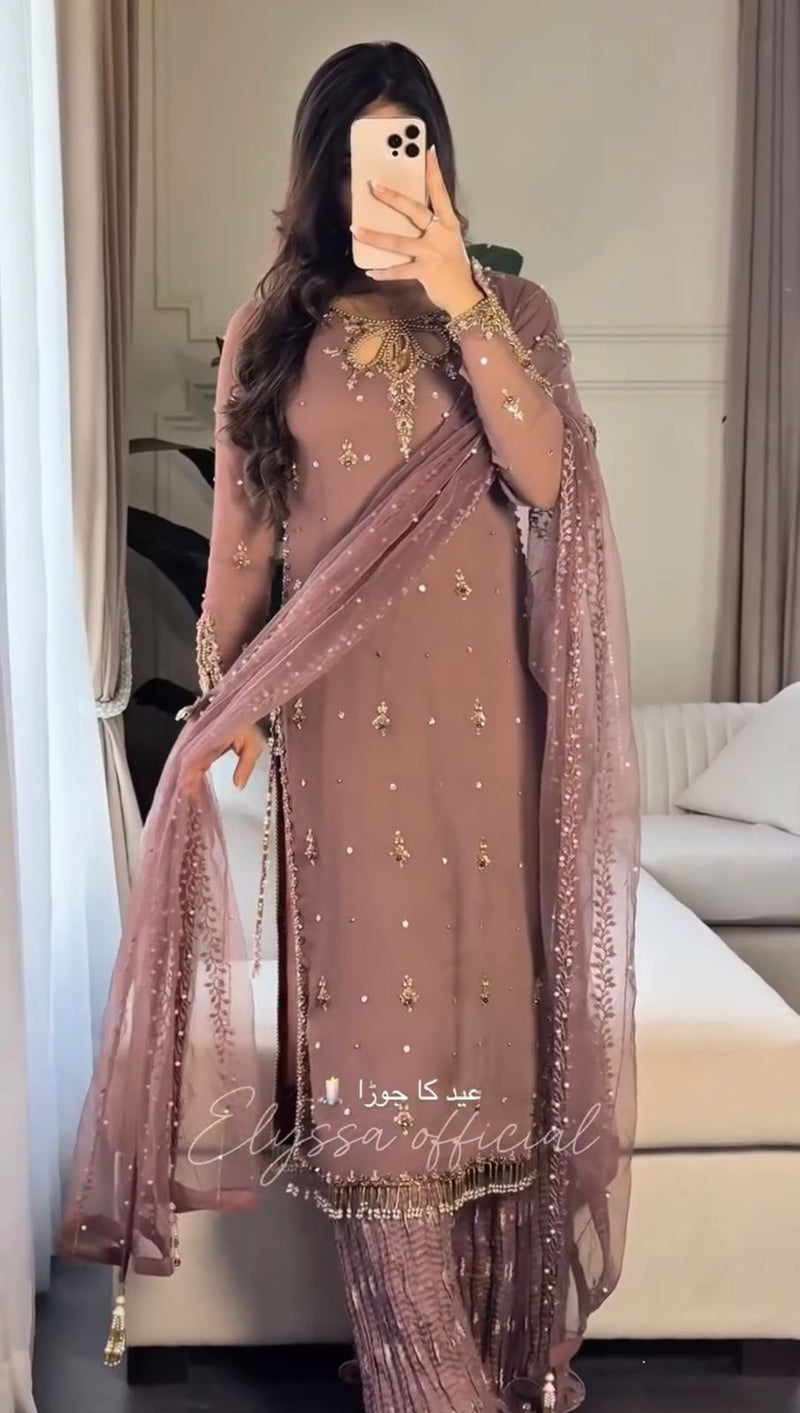 SRK 5264 Designer Heavy Faux Georgette With Heavy Embroidery Sequence Traditional Suits