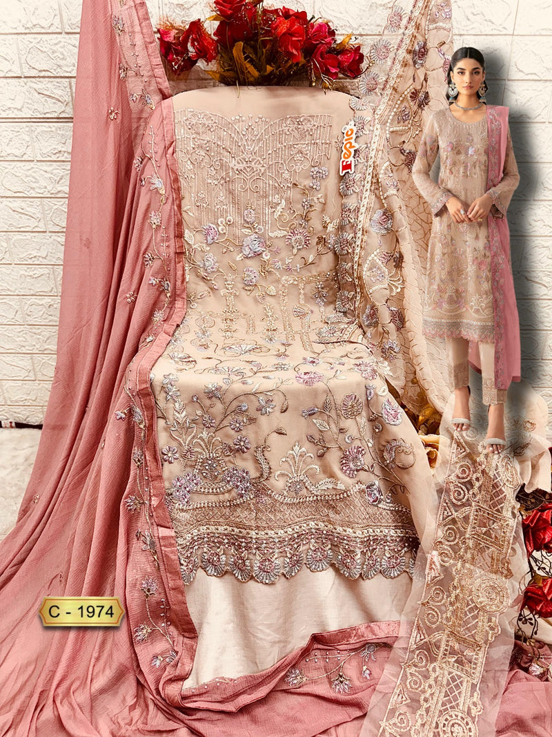 Fepic Rosemeen C 1974 Georgette Embroidered Worked Suits