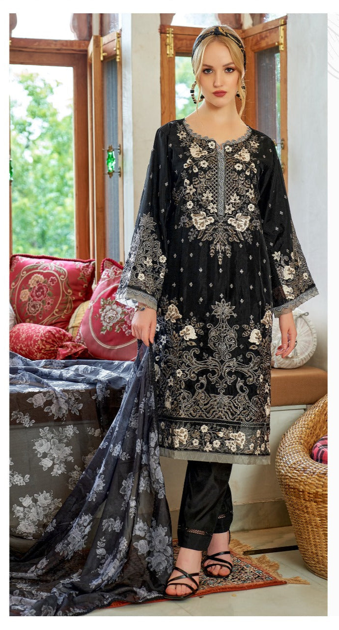 Fepic Rosemeen C 1996 Organza Embroidered With Hand Work Suits