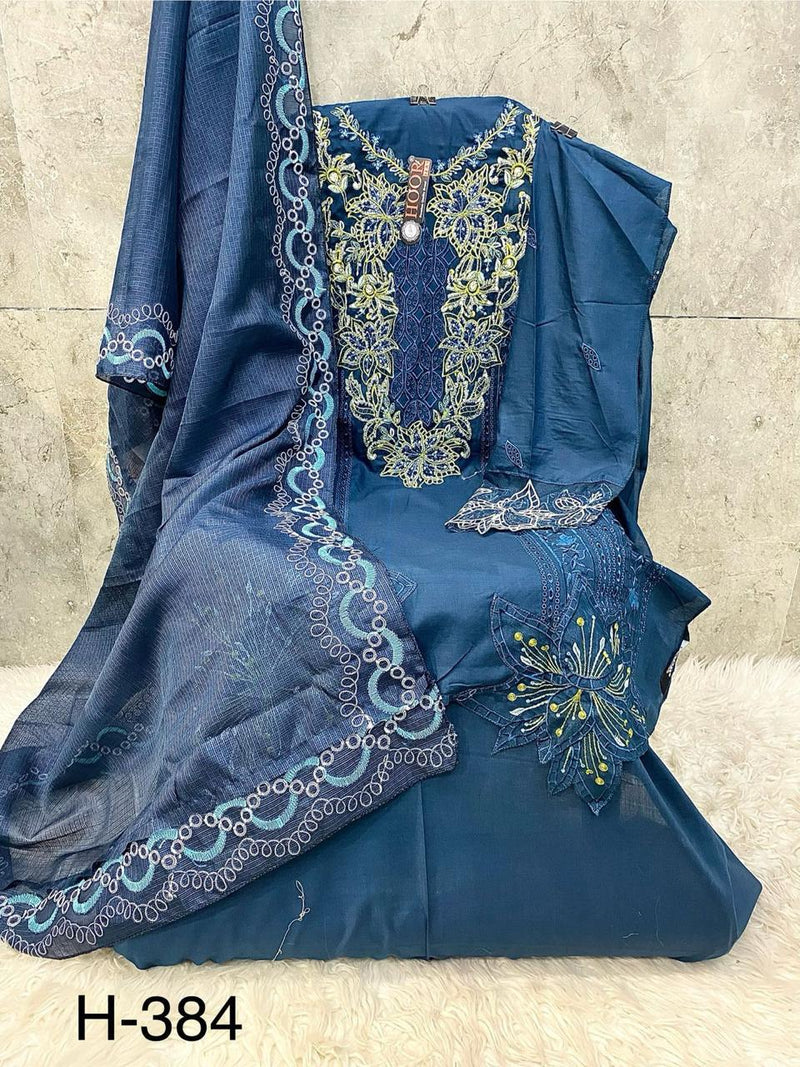 Hoor Tex H 384 B Heavy Cotton With Embroidery Work Pakistani Suits