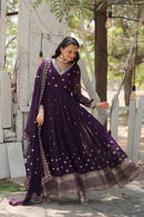 LW 9186 Faux Blooming Gown With Rich Sequins Embroidered Work Gowns