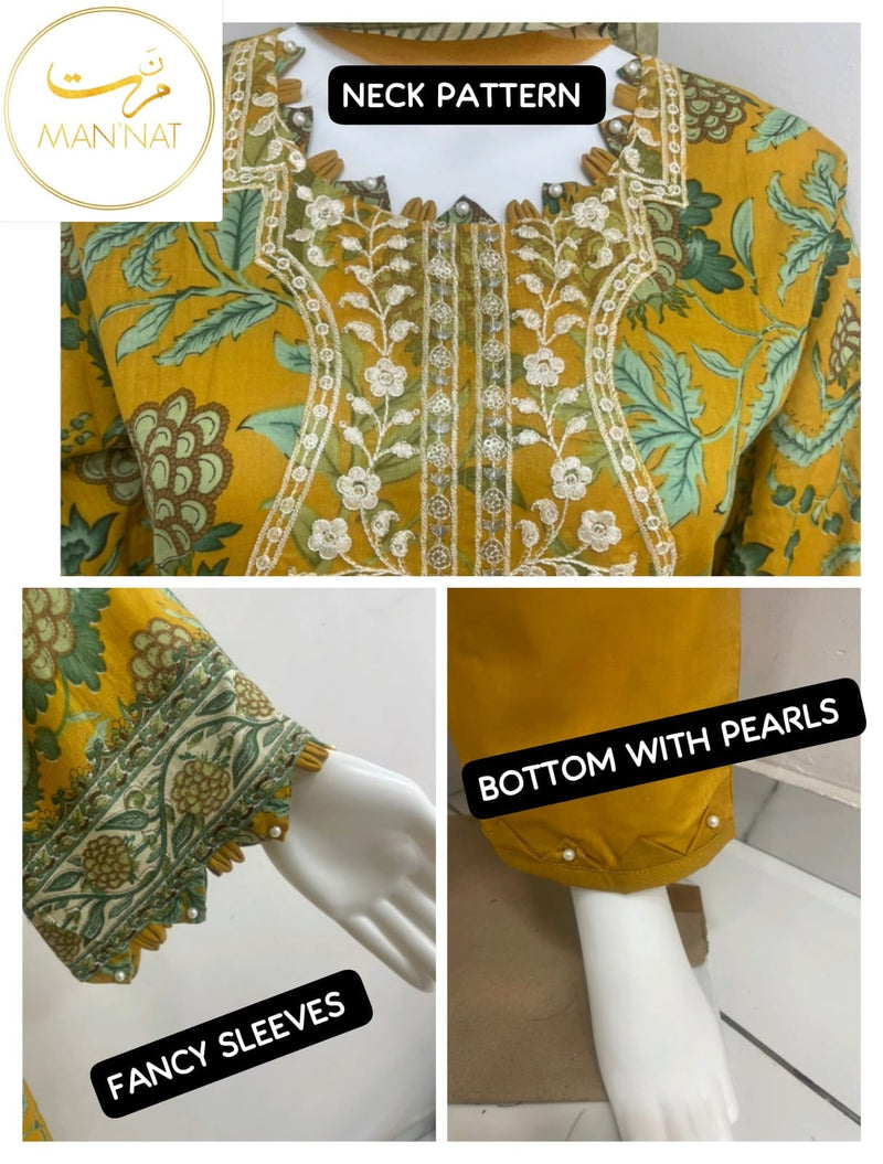 Mannat D No 518 Lawn Cotton With Embroidery Patch Work Readymade Suit