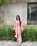 JF 008 B Pure Faux Georgette With Digital Print Cord Set